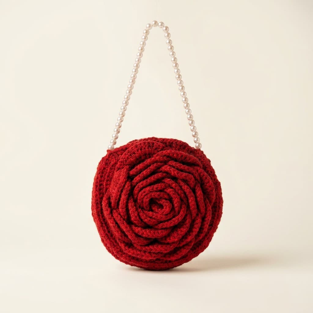 Rose Bloom Crochet Clutch