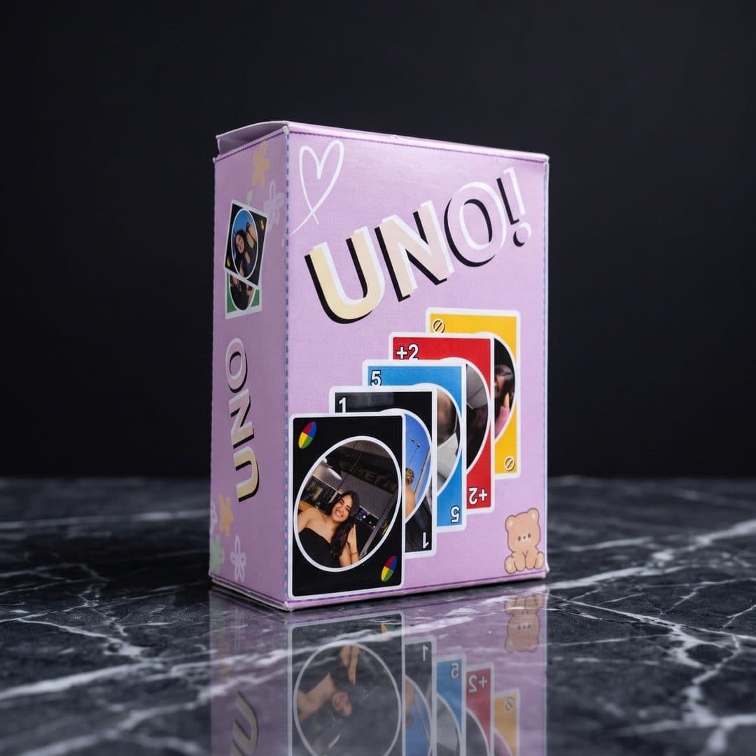 Customized UNO cards with photos, delivered in Gujarat